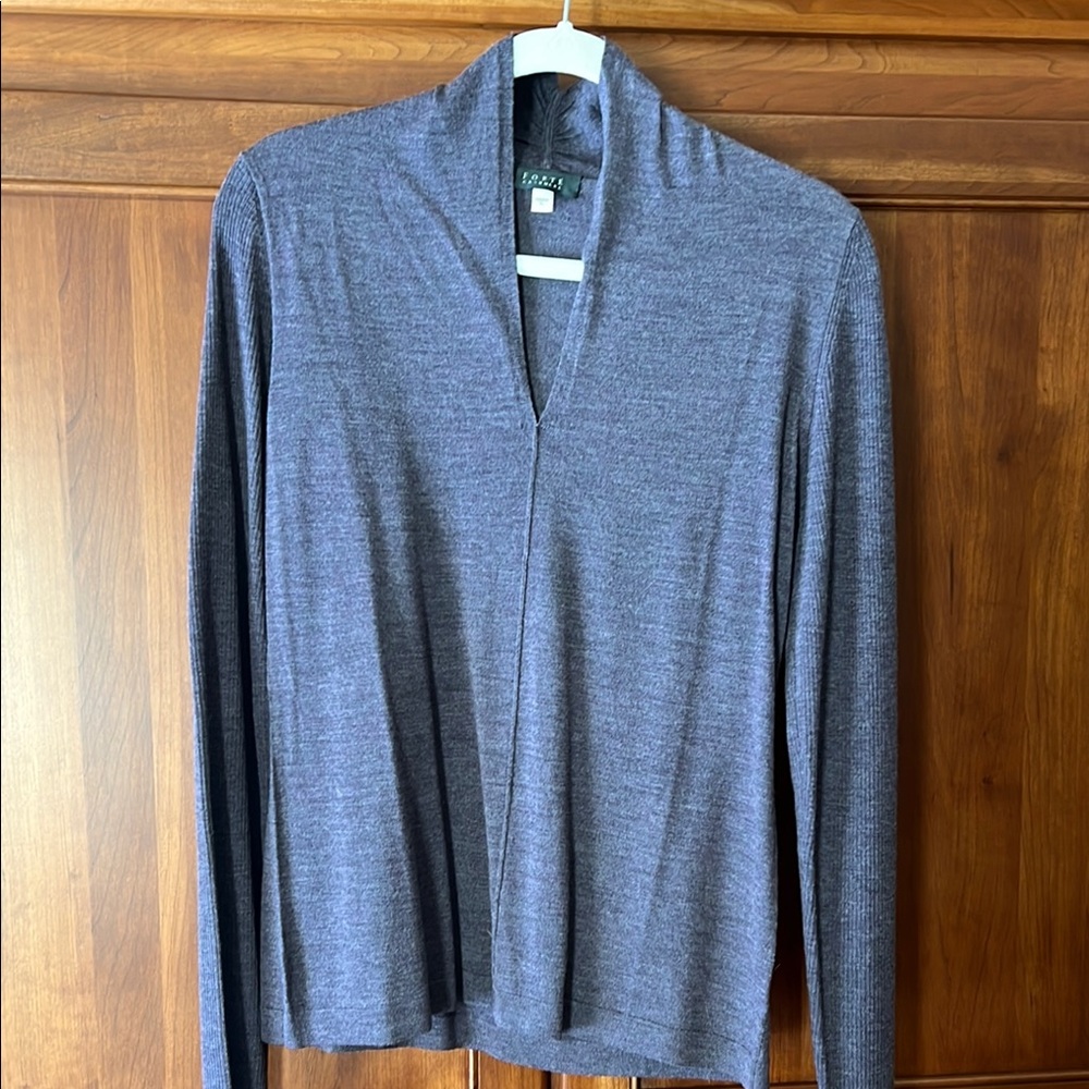 Forte Cashmere Gray V-Neck Sweater